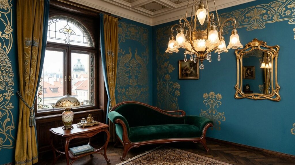 Close-up interior shot of an elegantly decorated living room