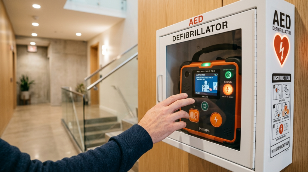 Close-up detailed photograph of a defibrillator control pane