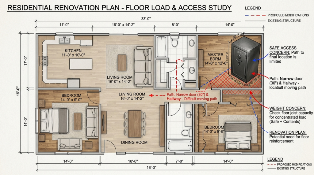 Aerial view of a residential home floor plan with measuremen