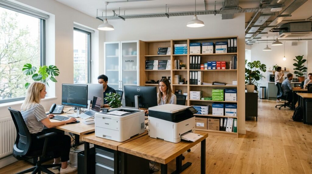 Well-designed small commercial office space with multiple wo