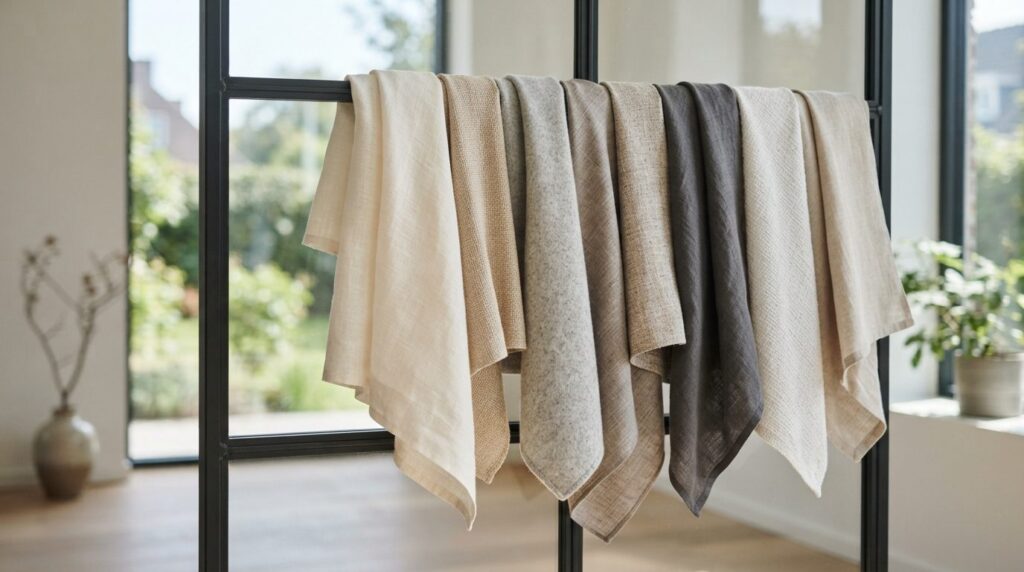 Close-up product photography of high-quality curtain fabric 