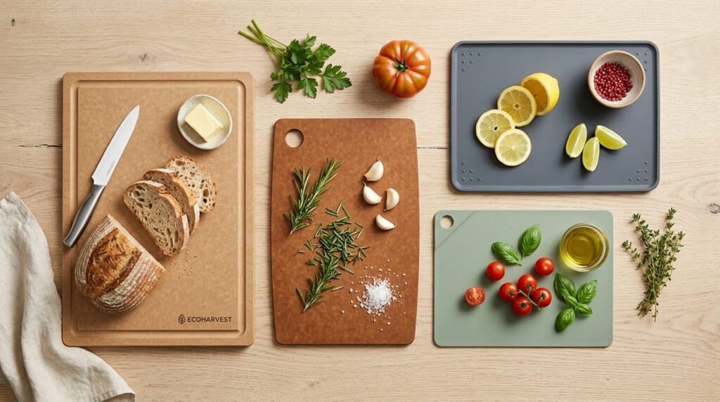 Flat lay product photography: collection of sustainable cutt